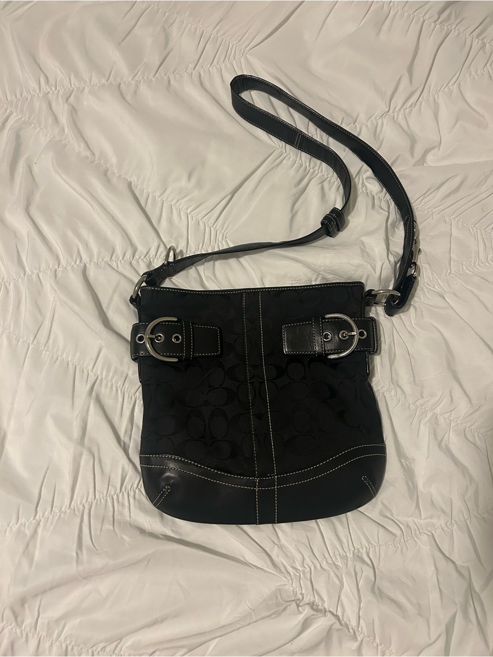 Vintage Black Coach Signature Monogram Purse